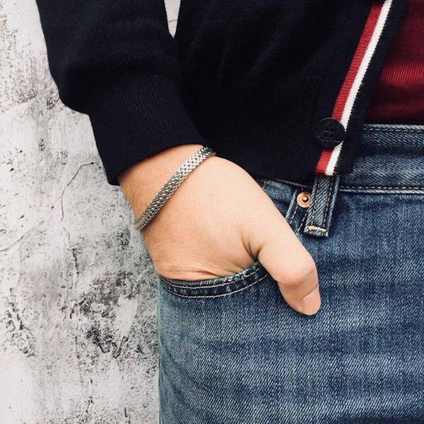 

trendy stainless steel silver gold color foxtail chain bracelet for men double link bracelets bangle male punk jewelry link,, Black
