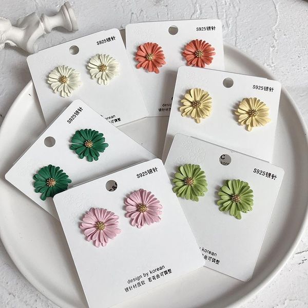

stud colorful daisy flower earrings cute lovely summer plant funny girls party beach seaside holiday clip fashion gift, Golden;silver