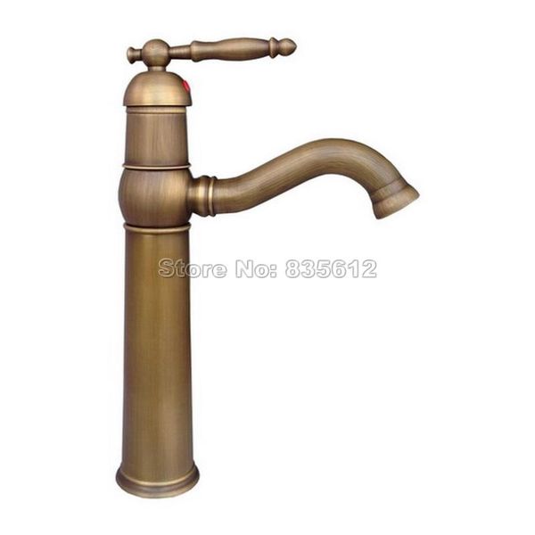 

bathroom sink faucets deck mounted antique brass single handle hole 360 degree swivel kitchen vessel faucet basin mixer tap wan037