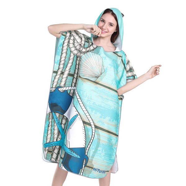 

towel women outdoor quick drying hooded beach changing robe bath poncho bathrobe / skirt, swimsuit