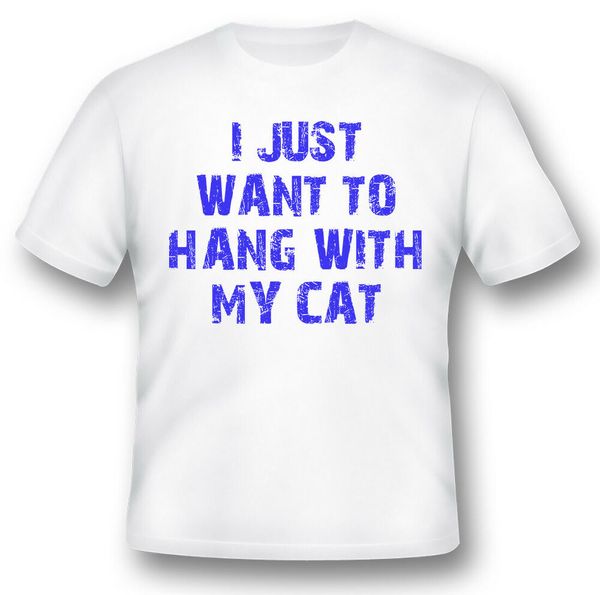 

i just want to hang with my cat humor funny black or white tee, White;black