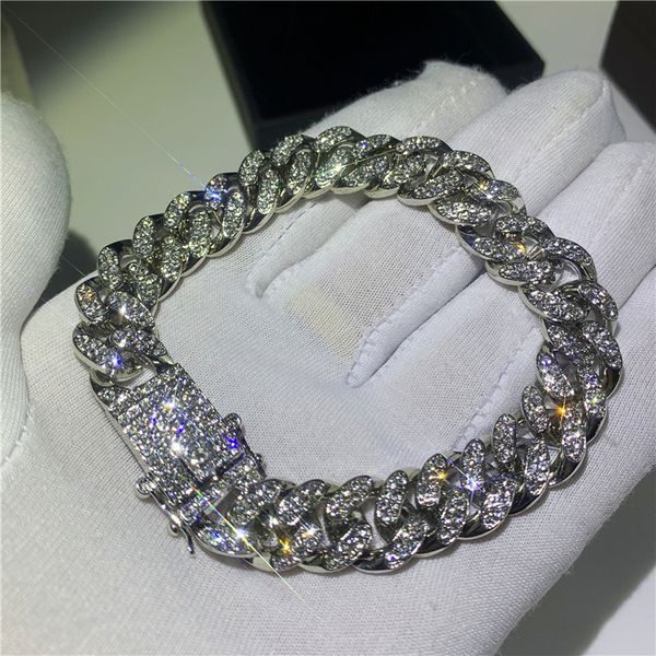 

hip hop fashion iced out fashion bracelets high gold cuban link chain miami bracelet hip hop jewelry, Golden;silver