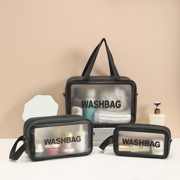 

storage bags large-capacity pu leather cosmetic bag washing large capacity pvc frosted translucent portable