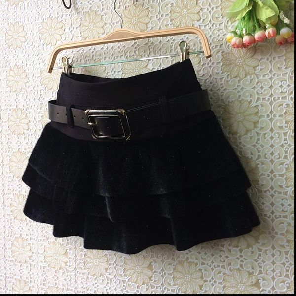 

autumn and winter cake women shorts skirt horse pompon solid color dq115 drop, White;black