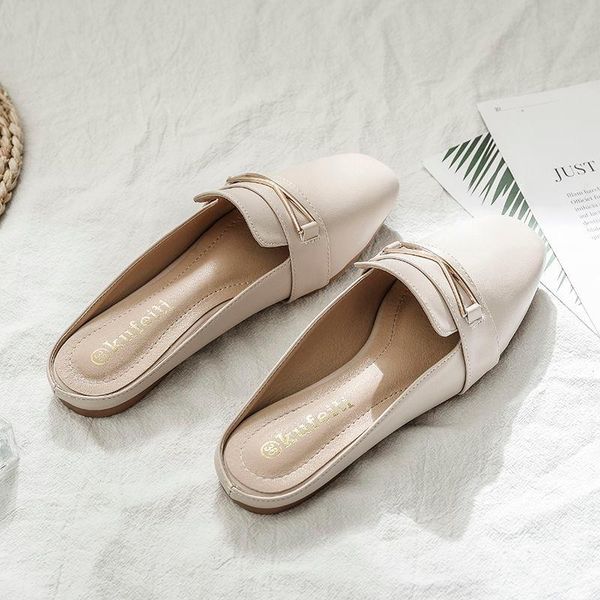

baotou semi-slippers women wear 2021 summer fashion lazy muller shoes sandal slippers flat for, Black