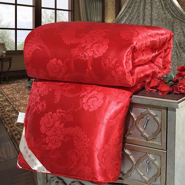 

mulberry silk comforter/blanket/quilt/duvet for winter thicker warm king queen size bedding solid color jacquard with gift box comforters &