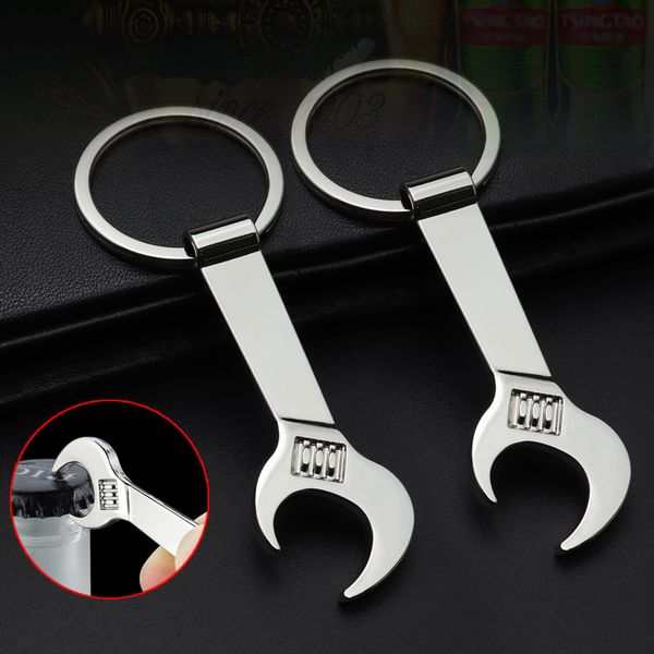 

promotional gift portable bottle opener wrench keychain silver plated alloy key chain