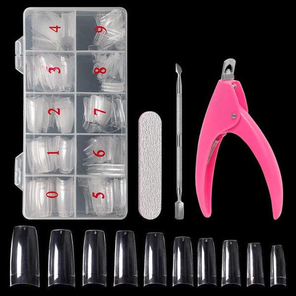 

nail art kits 500pcs acrylic fake tips french artificial false nails manicure set press on with designs