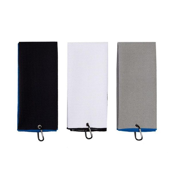 

golf training aids 42*64cm towel with hook microfiber deep waffle weave quick drying for cleaning clubs irons drivers carabiner