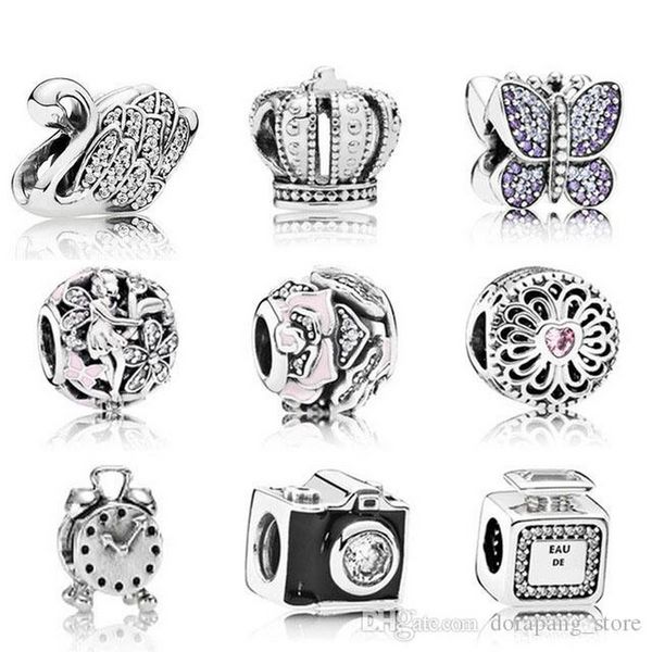 Designer-Schmuck 925 Silber Armband Charm Bead passend für Pandora Swan Crown Parfüm Slide Armbänder Perlen European Style Charms Perlen Murano