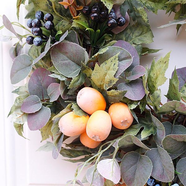 

artificial fall harvest wreaths fruit leaves rustic decoration wreath large garland flower wall hanging decor decorative flowers &