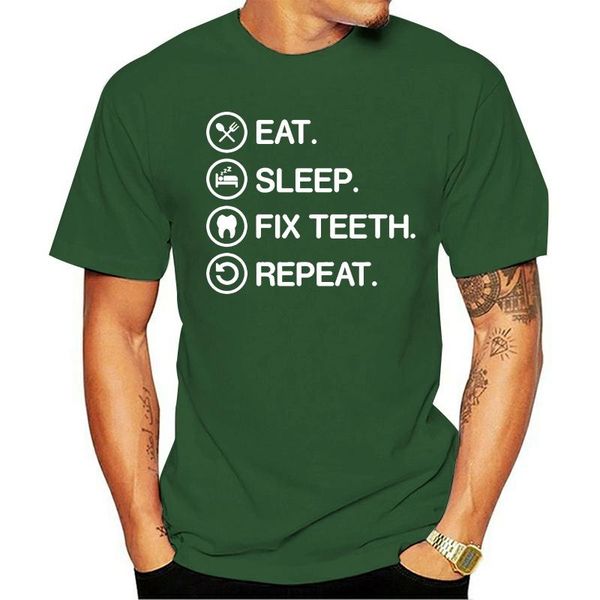 

men's t-shirts eat sleep fix funny dentistry dentist t shirt gift, White;black