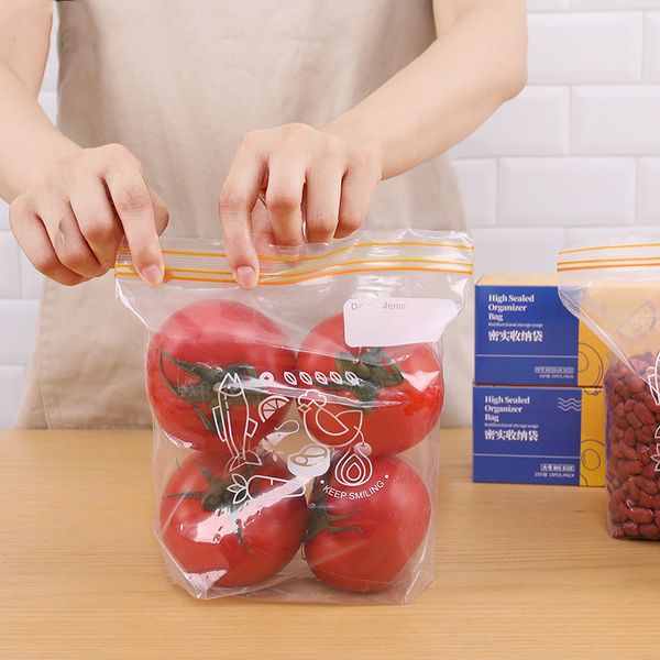 

self sealing food storage bag extraction type foods preservation bags pe environmental protection double rib packs, Black;red