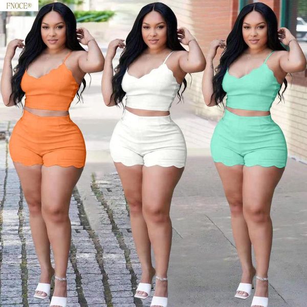 

women's tracksuits fnoce summer product pure color two-piece suit fashion casual wave shorts, Gray