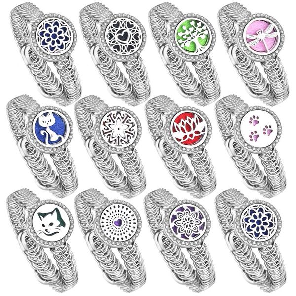 

bangle stainless steel aromatherapy bracelet zircon essential oil diffuser open perfume locket jewelry 2021 for women gift, Black