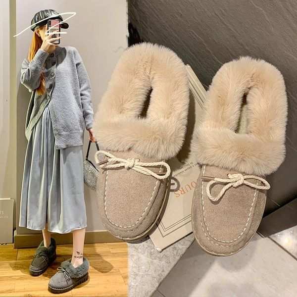 

boots one-legged plush shoes women's 2021 autumn and winter warm korean version plus velvet flat cotton snow tide, Black