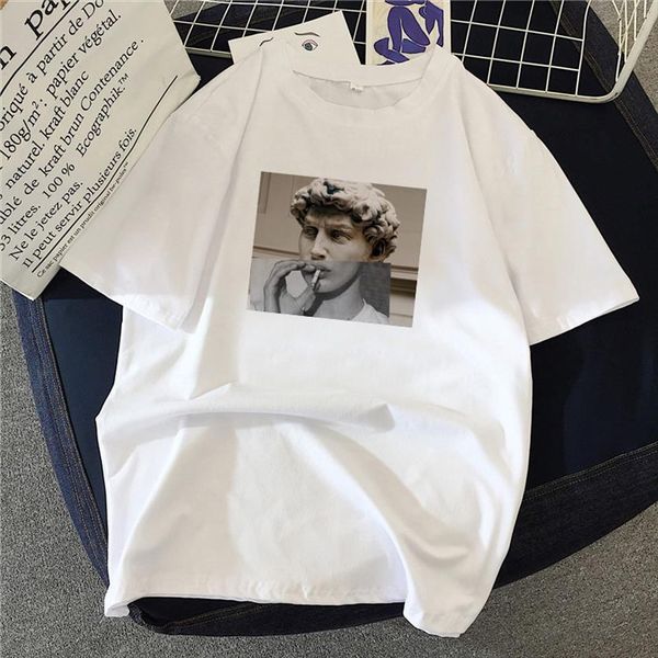 

funny mosaic of the statue women david tshirts white casual short tee