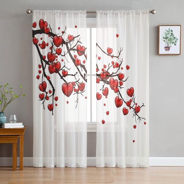 

curtain & drapes modern sheer curtains flowers love red big tree living room kitchen children's decoration household chiffon window
