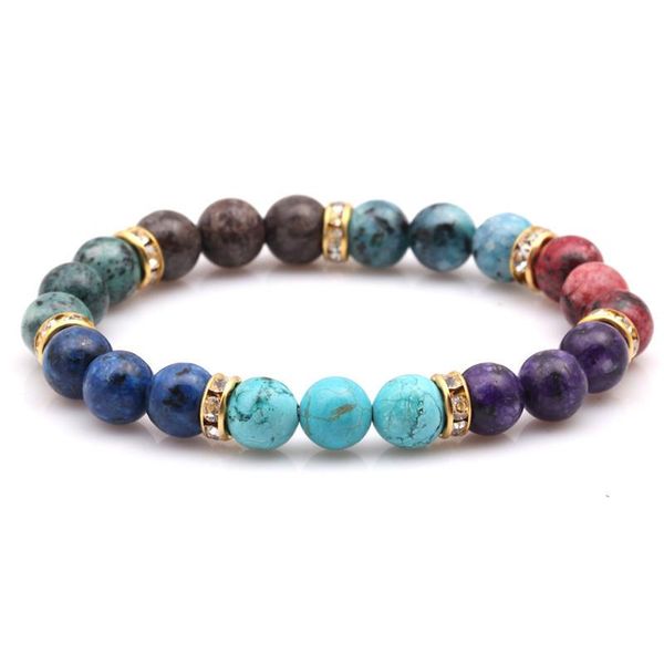 

charm bracelets natural stone beads colorful buddha lava round elasticity rope for women & men jewelry, Golden;silver