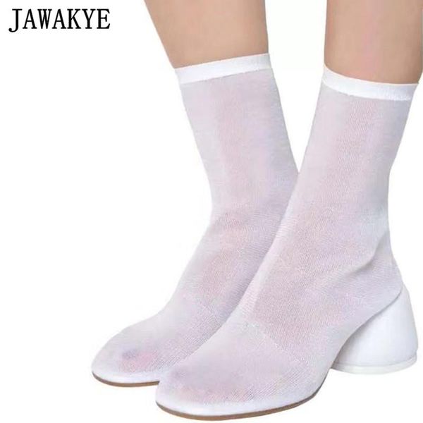 

boots knitted elastic ankle women's round heel white black breathable casual sock shoes botas de mujer