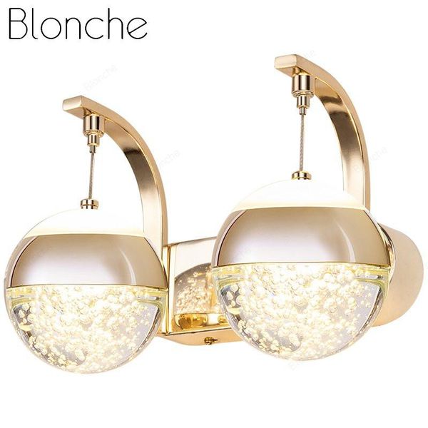 

modern bubble crystal ball wall lamp gold sliver led lights for bedroom bathroom corridor stairs home decor sconces