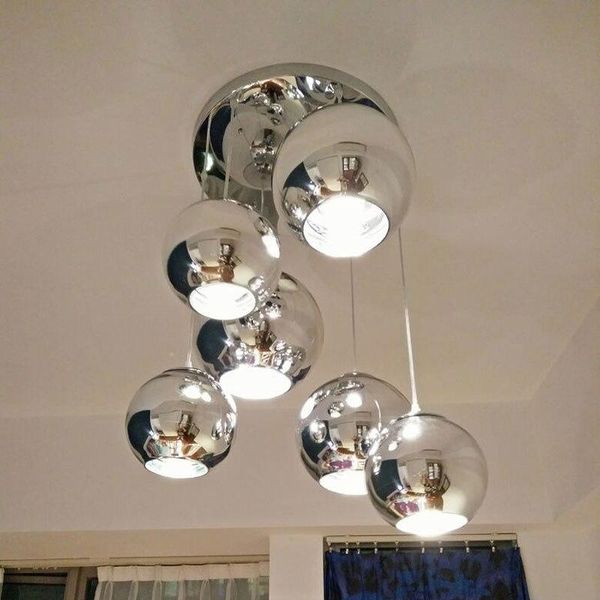 

modern chrome mirror ball chanderlier glass pendant lights home restaurant living room lamp 20cm/25cm/30cm/40cm/45cm/50cm lamps