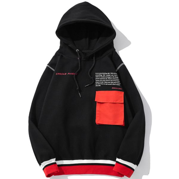 

men's sweaters hooded hoodie, woolen jacket, printed letters, pocket, casual, harajuku-colored block, striped hoodie, White;black
