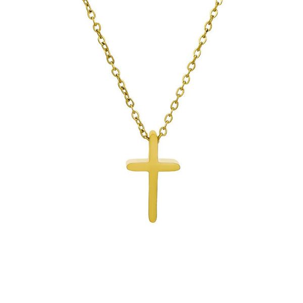 

pendant necklaces jewelry japan and south korea simple cross necklace titanium steel plated 14k gold factory wholesale necklacem-n129, Silver