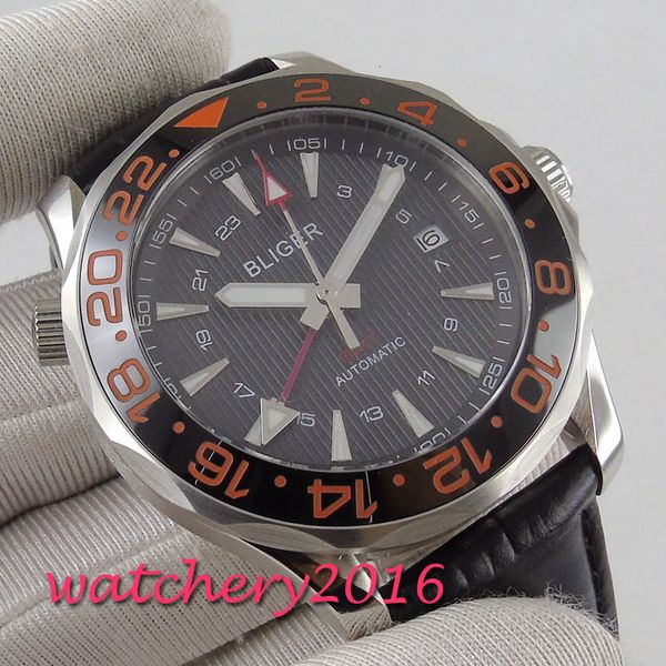 

41mm light bulb index plate sapphire glass date ceramic broom luxury automatic watch men's, Slivery;brown