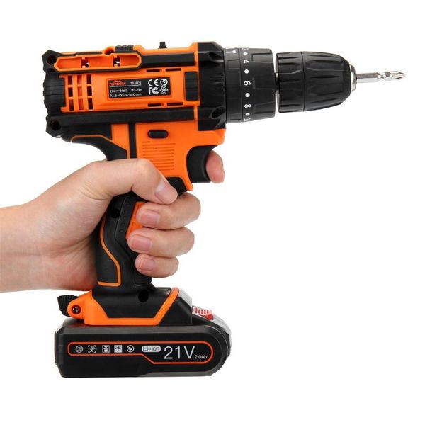 

professiona electric drills 21v cordless drill rechargeable 2 speeds adjustable screwdriver 18+3 clutch setting power tools with batteries