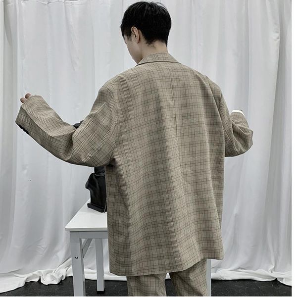 

men's suits & blazers ewq / wear spring lattice casual suit for male loose chic vintage oversize korean style coat 9y1274 b845, White;black