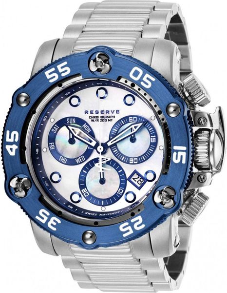 

wristwatches undefeated invincible reserve propeller luminous chronograph diameter 52.5mm men stainless steel quartz watch model 28548, Slivery;brown