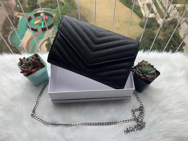 

2021 designer handbags with dust bag tote sheepskin caviar metal chain silver handbag leather flip cover diagonal shoulder bags a3