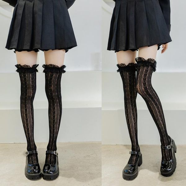 

socks & hosiery black and white lace lolita high tube thigh knee female cute long love japanese college style, Black;white
