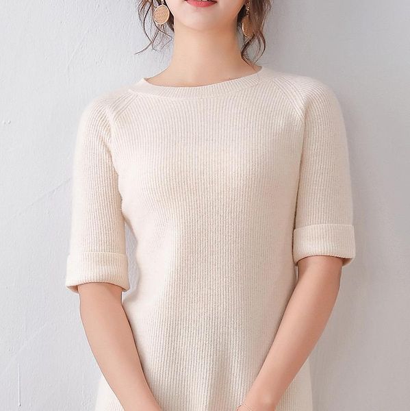 

women's sweaters 100% merino wool knitting jumpers for woman 2021 spring fashion s sleeve female o-neck pullovers, White;black