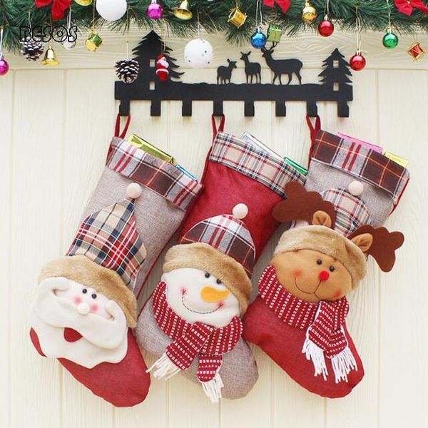 

gift wrap christmas decoration 3d thickened santa claus elk snowman stocking candy toy tree fireplace bag b133d