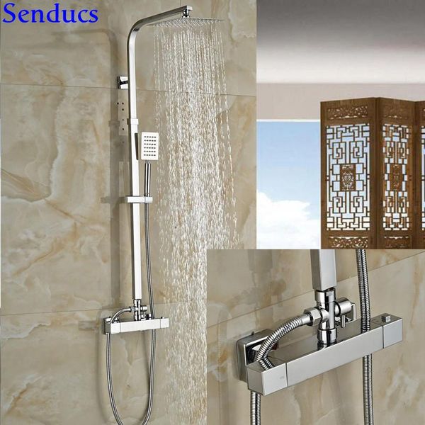 

senducs thermostatic shower set luxury suqare with solid brass bathroom sets