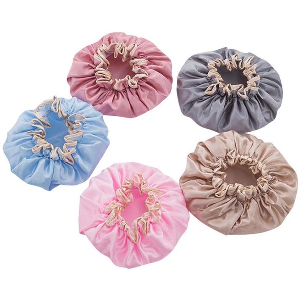 

shower caps double-layer cap women's waterproof hat bathing and headgear hair cover anti-smoke dry