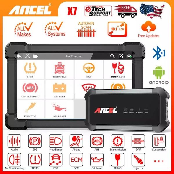 

code readers & scan tools ancel x7 full system obd2 automotive diagnosis scanner bluetooth reader immo airbag dpf abs oil car diagnostic too