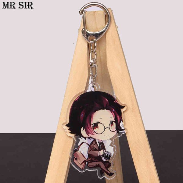

cartoon keychain bungo stray dogs key chains acrylic figures akutagawa dazai osamu for bags charms keyring woman car accessories, Silver