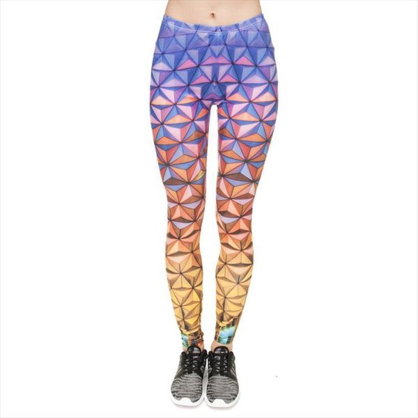 

sales high elastic gradient triangle womens leggings glass 3d printing trousers fitness legging slim legins women pants, Black