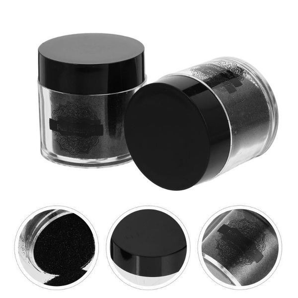 

boxes fingernail decorative glitter powder black manicures shimmering nail, Silver;gold