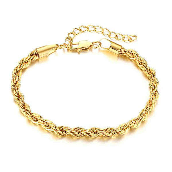 Bracelete feminino jofim high end 18k banhado a ouro corda corrente pulseira stainls de aço jóias