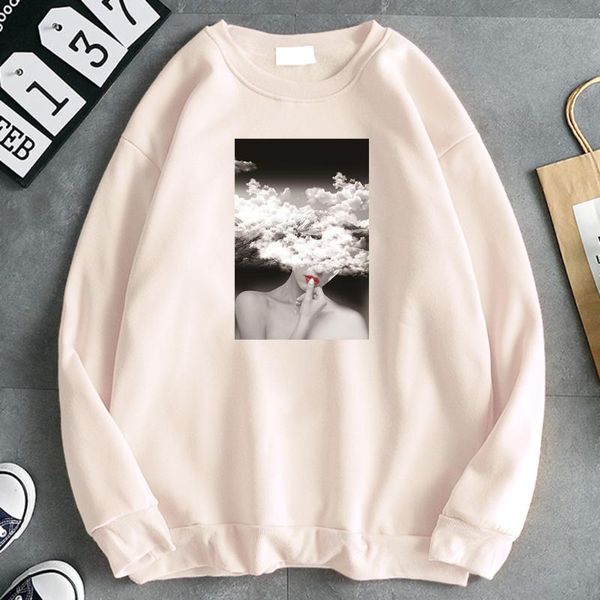 

men's hoodies & sweatshirts fashion cloud women print hoody harajuku pullover for male vintage men o-neck sweatshirt oversize street ma, Black