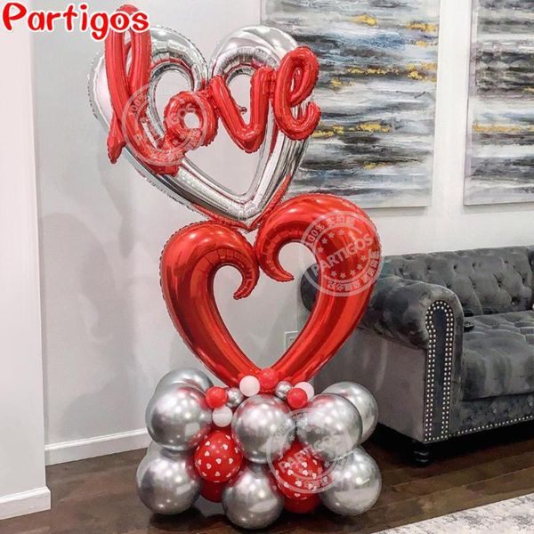 

64pcs valentine's day balloon set 40inch hook heart red love letter ballon valentines wedding decoration proposal party supplies