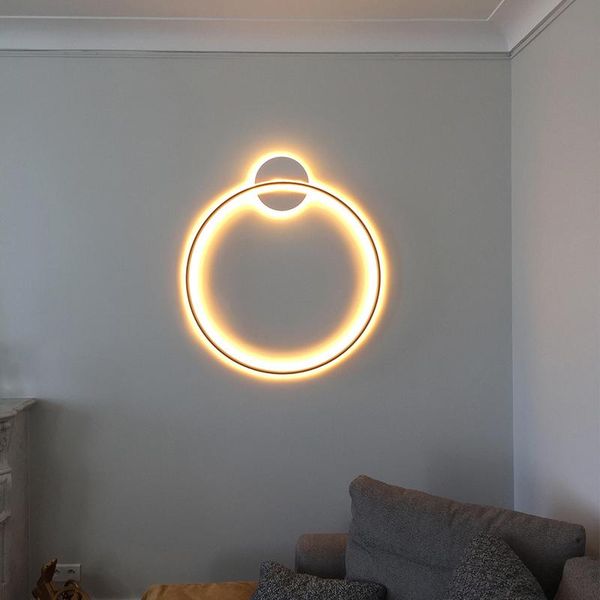 

wall lamp modern minimalist background led designer personality creative living room sofa porch circle art