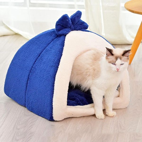 

cute pets kittens supplies washable small dog folding beds and houses for cats soft cushion puppy kennel plush cat cave home & furniture