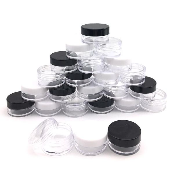 

storage bottles & jars 100pcs lip containers 2g/3g/5g/10g/15g/20g empty plastic cosmetic makeup jar pot transparent sample eyeshadow cr