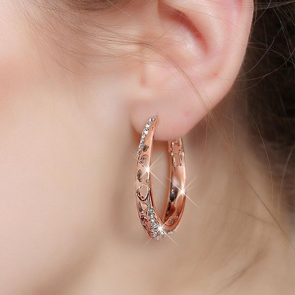 

hoop & huggie moonrocy rose gold / silver color earring wholesale geometric vintage jewelry for women simple drop, Golden;silver