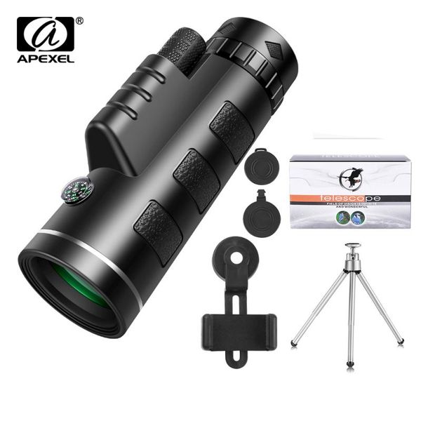 

telescope & binoculars apexel 40x60 zoom monocular high power clear pocket mobilephone lens with smartphone holder for camping hunting hikin